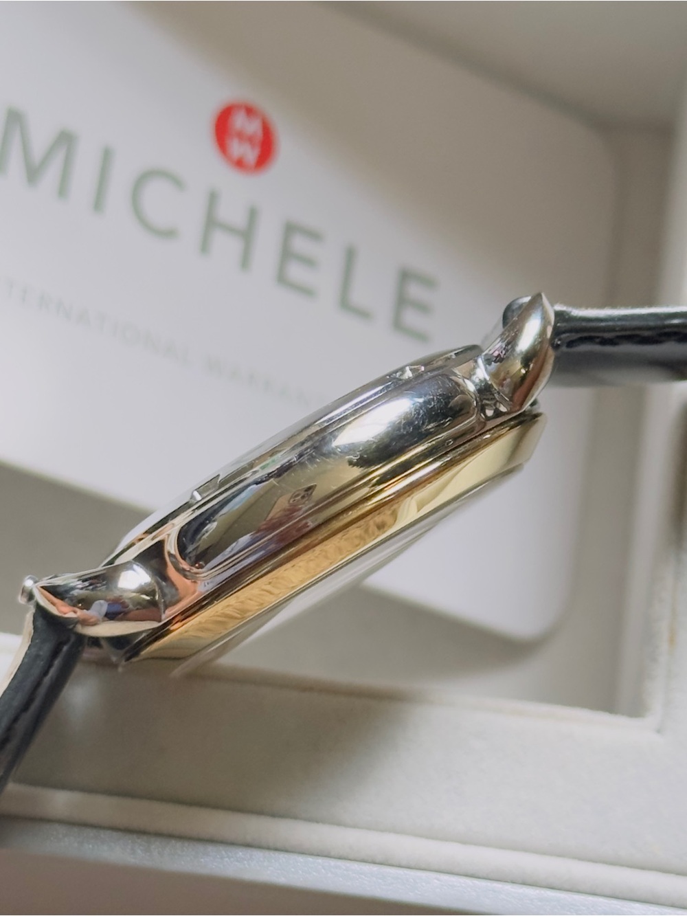✨Michele✨ Gold Tone Watch w/ DIAMOND Dial - Picture 3 of 15